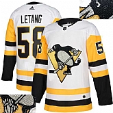 Penguins #58 Kris Letang White Glittery Edition Adidas Jersey